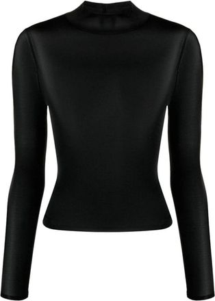 Courr&egrave;ges Mockneck 2nd Skin Top - Dames - Blouses - Zwart - XS - Polyester - Overhemden