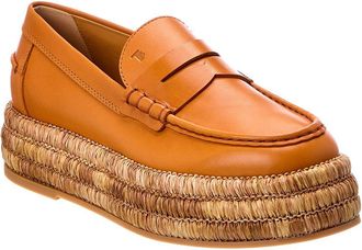 Tod's Tods Raffia & Leather Espadrille