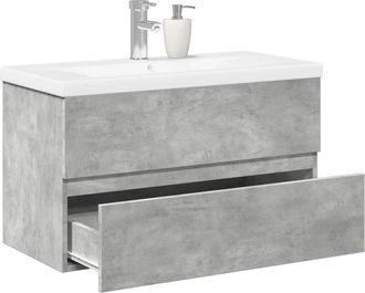 vidaXL Set Muebles De Ba&ntilde;o 2 Piezas Madera Contrachapada Gris Hormig&oacute;n Vidaxl