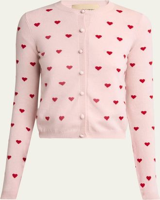 Valentino Garavani Jacquard Hearts Wool-Cashmere Cardigan