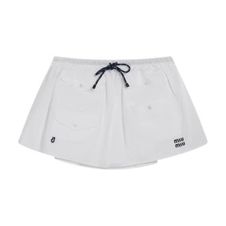 Miu Miu Short Skirts, female, White, Size: S Logo Mini Skirt