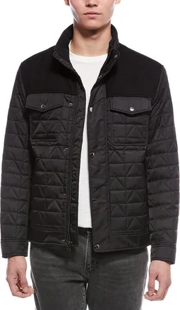 Cole Haan Box Triangle Quilted Wool-Blend Jacket