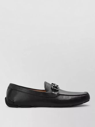 Ferragamo leather driving loafers metal detail rubber sole