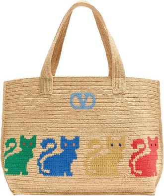 Valentino Garavani Natural Raffiachat large Tote