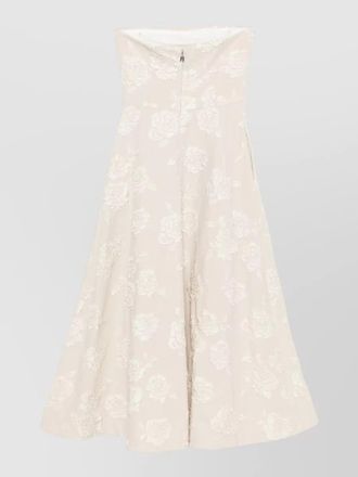 Rotate strapless jacquard dress flared skirt floral