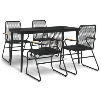 Berkfield Home 5 Piece Garden Dining Set Black PVC Rattan