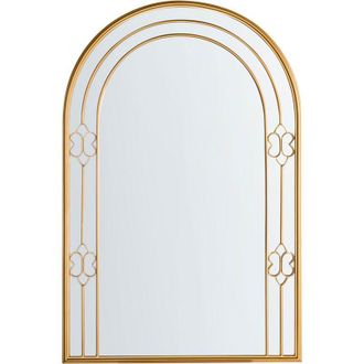 Beliani Espejo De Pared Estilo Glamour Vintage Decorativo Con Marco De Metal Dorado Mautre