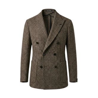 Tagliatore Blazers, male, Brown, Size: XL Double-breasted Jacket