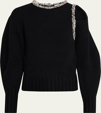 SIMKHAI Monroe Embellished Cut-Out Sweater