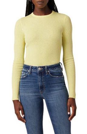 Hudson Back Keyhole Cutout Organic Cotton Blend Rib Sweater in Lemon Grass at Nordstrom Rack, Size Small