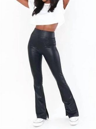Show me your Mumu Nashville Vegan Leather Flares High Rise Pants In Southern Magnolia / Black