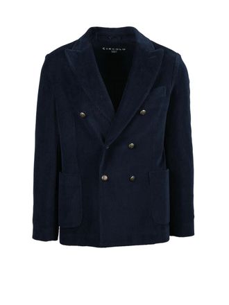 Circolo 1901 Double-Breasted Velvet Jacket With Metallic Buttons And Patch Pockets