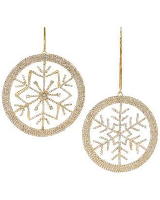 Melrose International Set Of 6 Jeweled Metal Snowflake Ornament
