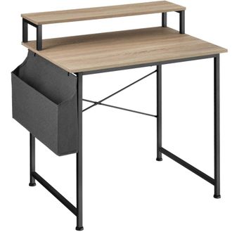 TecTake Escritorio industrial con soporte y bolsa 80x55x90 cm madera clara