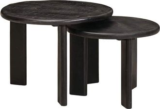 vidaXL Nesting Coffee Tables 2 pcs White Solid Mango Wood vidaXL