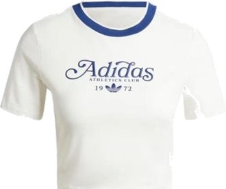 adidas (WMNS) adidas Graphic Badge Slim 3-Stripes T-Shirt Asia Sizing White Blue IX3532