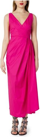 Sandro Ferrone Fuchsia V-hals Katoenen Jurk Rits - Dames - Maxi kleedjes - Roze - M - Katoen - Kleedjes