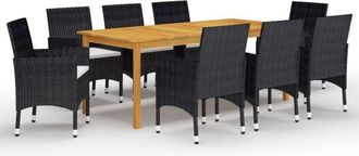 vidaXL Juego De Comedor De Jard&iacute;n De 9 Piezas Negro Vidaxl