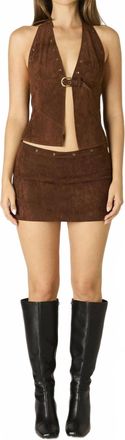 Cotton Candy L.A. Faux Suede Halter Top In Chocolate