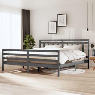 Berkfield Home Bed Frame Grey Solid Wood 200x200 cm
