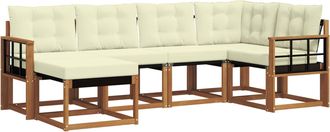 vidaXL Conjunto De Sof&aacute;s De Exterior 6 Uds. Natural Y Crema Vidaxl