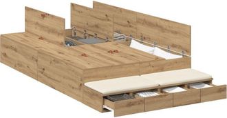 vidaXL Vidaxl - Cama Con Almacenamiento Roble Artisan 226.5 X 120 X 31.5 Cm