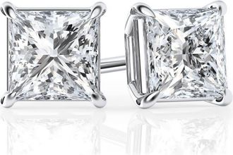 Grown Brilliance 1 1/2 Carat Princess Cut Lab Grown Diamond Stud Earrings