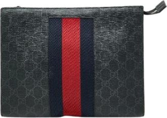 Gucci Pre-owned Clutches, male, Black, Size: ONE SIZE Pre-owned GG Supreme Sheline PVC Leather Clutch Bag