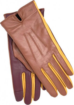 Echo Womens Colorblock Leather Gloves In Cinnamon Bark