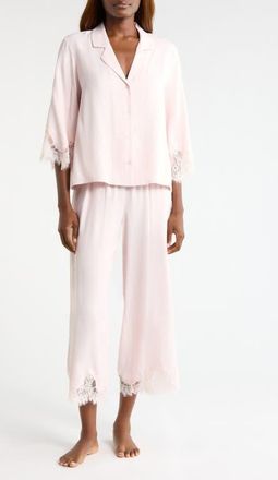 Nordstrom Midnight Lace Satin Pajamas in Pink Loft at Nordstrom, Size X-Large