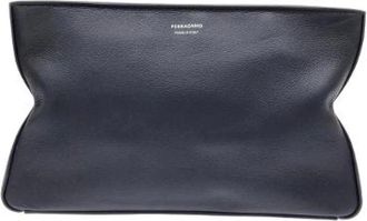 Ferragamo Pre-owned Clutches, female, Blue, Size: ONE SIZE Pre-owned Calf Handbag