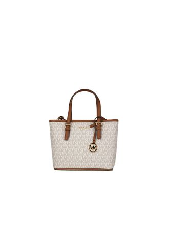 Michael Kors Womens Jet Set Travel Extra-Small Cryl Convertible Top-Zip Tote - Cream Canvas - One Size