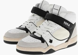 Dsquared2 Leather SPIKER High-Top Sneakers with Contrasting Details size 41