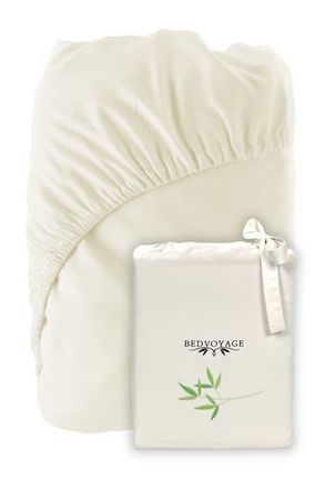 BedVoyage Luxury 100% Viscose Cooling Deep-Pocket Fitted Sheet in Ivory at Nordstrom, Size Queen