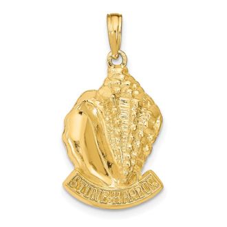 Diamond2Deal 14k Yellow Gold STONE HARBOR Conch Shell Pendant