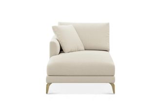 Castlery Lena Left Chaise Sofa Customized, (Washed Chenille) Cream (Brass Legs), Machine Washable, Removable Covers for Sofas by Castlery