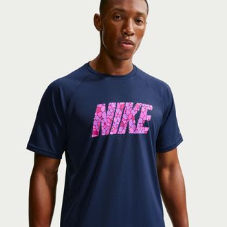 Nike Mens Swim Hydroguard Dri-FIT UV Short Sleeve Top in Black | NESSG560-001