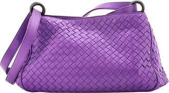 Bottega Veneta Purple Intrecciato Leather Ring Shoulder Bag Medium (Authentic Pre-Loved)