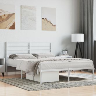 Berkfield Home Metal Bed Frame with Headboard White 140x200 cm
