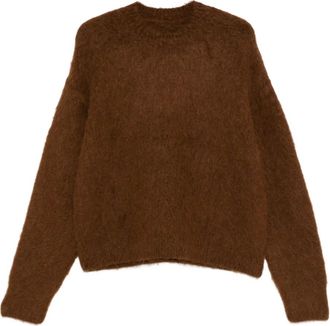 Uma Wang Maglione girocollo con texture morbida - Marrone