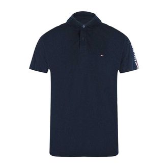 Tommy Hilfiger Heren Poloshirt met Getapete Mouwen (Marineblauw)