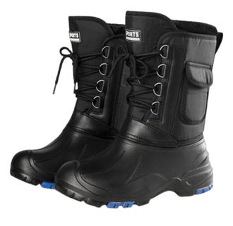 Pangolin Mens Waterproof Insulated Snow Boots, Mid-Calf Winter Outdoor Boots with Removable Warm Liner, Anti-Slip Ice Grip Studded Sole Black 10.5UK