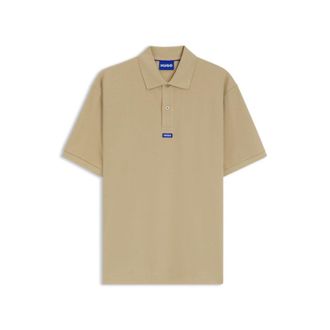 HUGO BOSS Cotton-piqu&eacute; polo shirt with blue logo badge