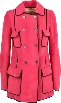 Fendi double-breasted coat - women - Cotton - 38 - Pink