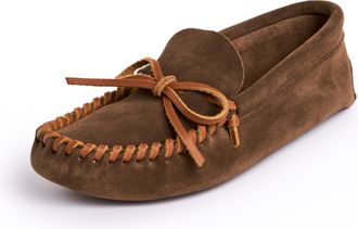 Minnetonka Mens Leather Laced Soft Leather Sole Moccasin, Autumn Brown, 9 UK