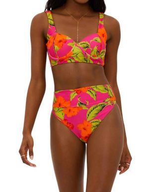 Beach Riot Paulina Top In Hibiscus Sunset