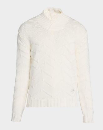 Stefano Ricci Men & apos;s Wool Chevron Shawl Knit Sweater