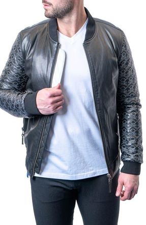Maceoo Skull Sleeve Leather Jacket in Black at Nordstrom, Size 2