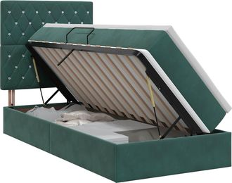 vidaXL Cama Con Almacenamiento Y Colch&oacute;n Verde Oscuro 100 X 200 Cm Vidaxl