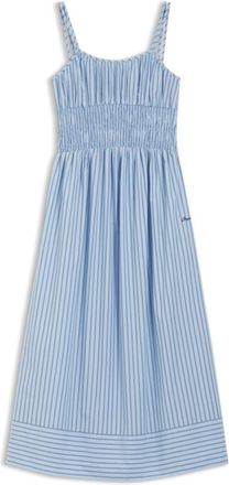 BOSS Cotton-poplin dress with vertical stripe